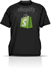 A red t-shirt with the shopify logo